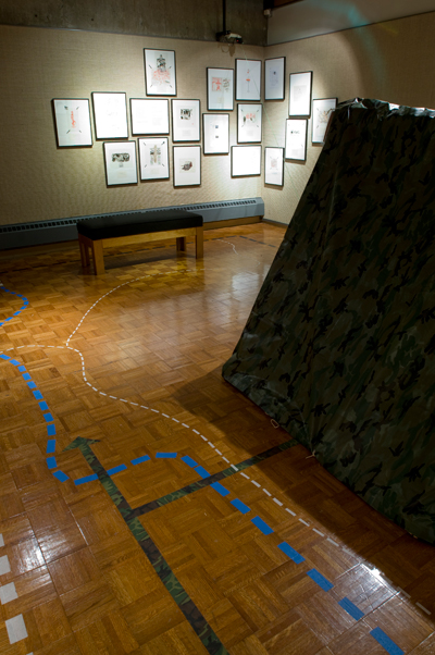 pastel drawing on paper with imaginary ruins based on London and the Colosseum