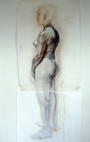 mix media drawing of female model